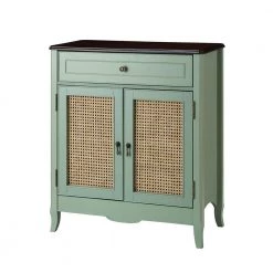 Alessandro 36 in. Tall 2-Door Aqua Accent Cabinet Aqua with Rattan by JAYDEN CREATION