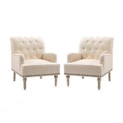 Leobarda Beige Armchair with Nailhead Trim Set of 2 by JAYDEN CREATION