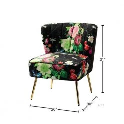 Amata Black Tufted Gold Legs Side Chair by JAYDEN CREATION -JAYDEN CREATION Sales black jayden creation accent chairs chm0015 black 40 1000