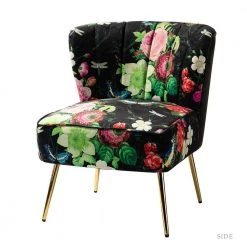 Amata Black Tufted Gold Legs Side Chair by JAYDEN CREATION