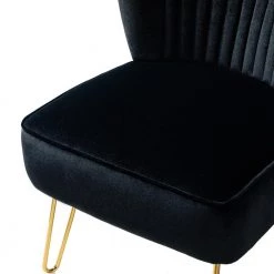 Alonzo Black Upholstery Tufted Side Wingback Chair with Metal Base (Set of 2) by JAYDEN CREATION -JAYDEN CREATION Sales black jayden creation accent chairs chm0120 black s2 4f 1000