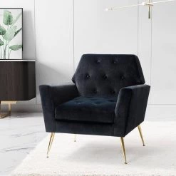 Ernesto Black Upholstered Armchair with Tufted Back by JAYDEN CREATION -JAYDEN CREATION Sales black jayden creation accent chairs chwh0231 black 31 1000
