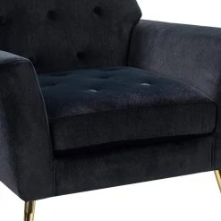 Ernesto Black Upholstered Armchair with Tufted Back by JAYDEN CREATION -JAYDEN CREATION Sales black jayden creation accent chairs chwh0231 black 4f 1000