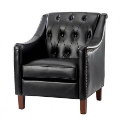 Lapithae Black Armchair with Nailhead Trim by JAYDEN CREATION