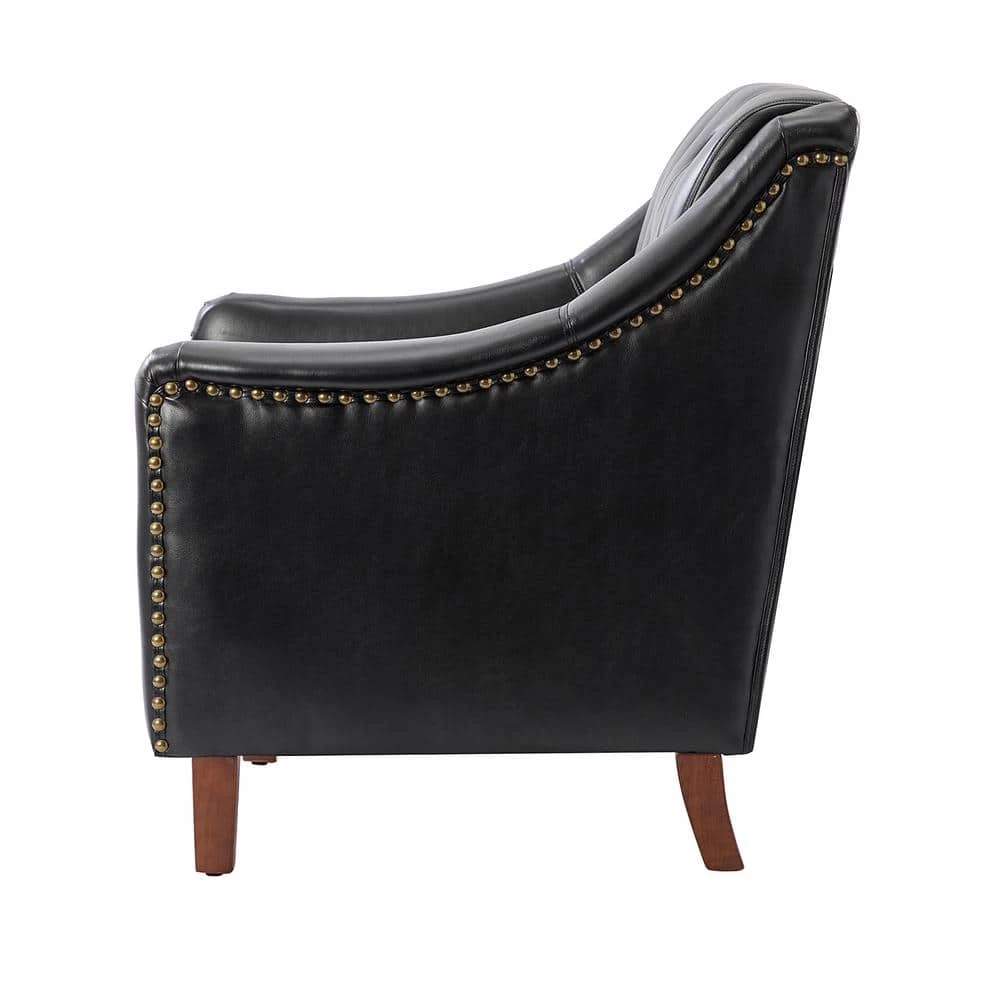 Lapithae Black Armchair with Nailhead Trim by JAYDEN CREATION 2 Lapithae Black Armchair with Nailhead Trim by JAYDEN CREATION - Image 2