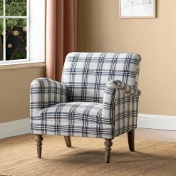 Mandan Black Upholstered Accent Amchair with Plaid Pattern by JAYDEN CREATION 19 Mandan Black Upholstered Accent Amchair with Plaid Pattern by JAYDEN CREATION -JAYDEN CREATION Sales black jayden creation accent chairs hchs0193 black 31 1000