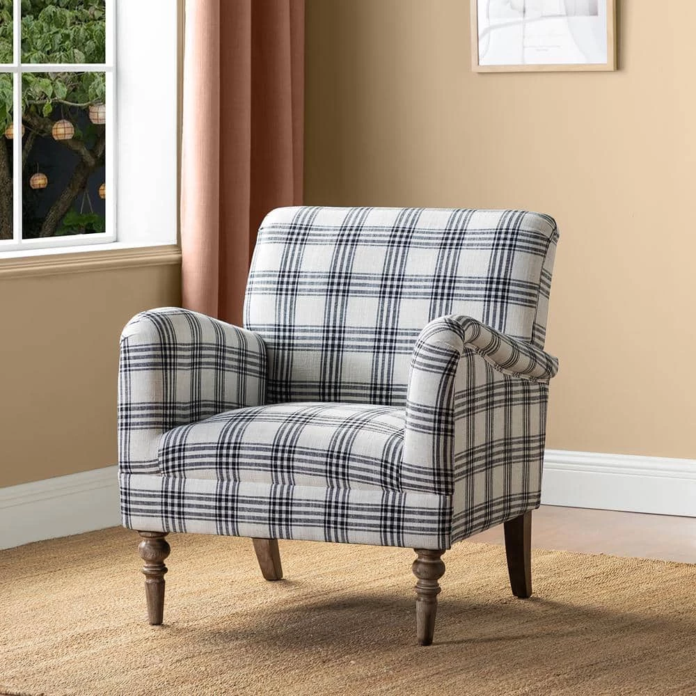 Mandan Black Upholstered Accent Amchair with Plaid Pattern by JAYDEN CREATION 10 Mandan Black Upholstered Accent Amchair with Plaid Pattern by JAYDEN CREATION - Image 10
