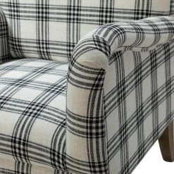 Mandan Black Upholstered Accent Amchair with Plaid Pattern by JAYDEN CREATION 16 Mandan Black Upholstered Accent Amchair with Plaid Pattern by JAYDEN CREATION -JAYDEN CREATION Sales black jayden creation accent chairs hchs0193 black 44 1000