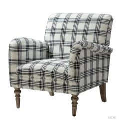 Mandan Black Upholstered Accent Amchair with Plaid Pattern by JAYDEN CREATION