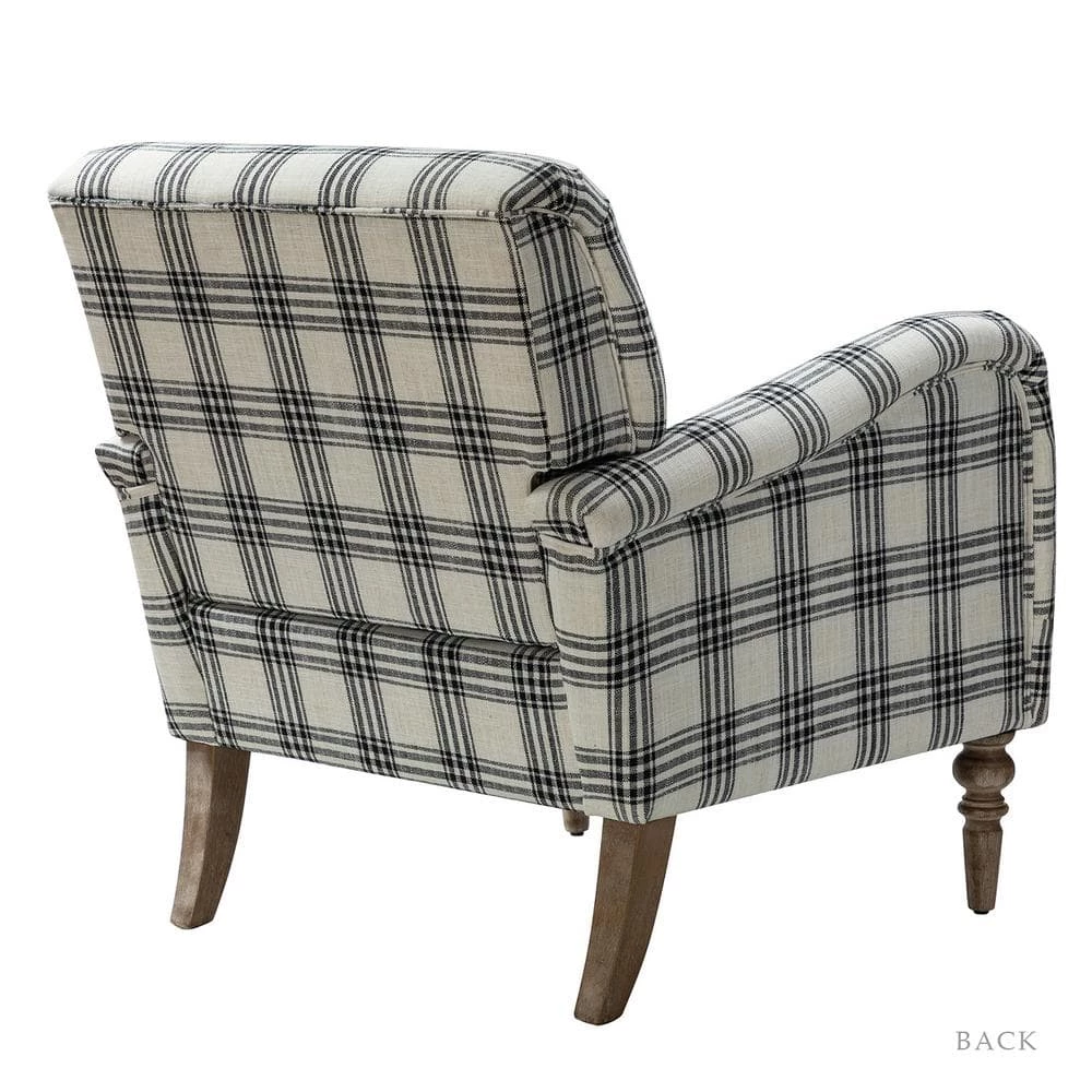 Mandan Black Upholstered Accent Amchair with Plaid Pattern by JAYDEN CREATION 4 Mandan Black Upholstered Accent Amchair with Plaid Pattern by JAYDEN CREATION - Image 4