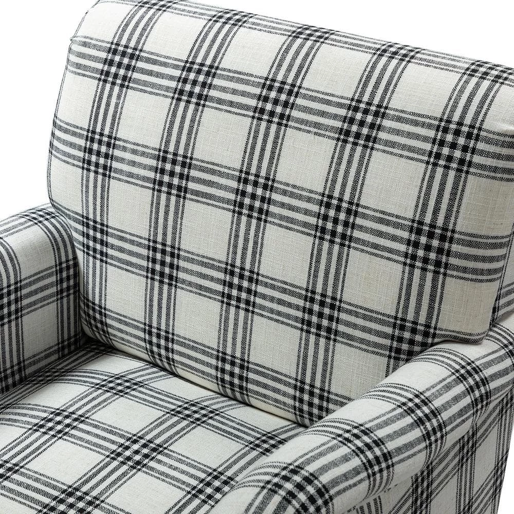 Mandan Black Upholstered Comfy Amchair with Plaid Pattern (Set of 2) by JAYDEN CREATION 6 Mandan Black Upholstered Comfy Amchair with Plaid Pattern (Set of 2) by JAYDEN CREATION - Image 6