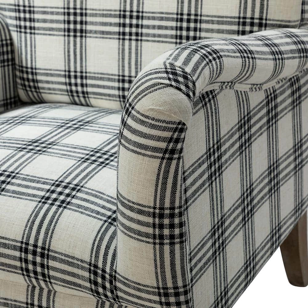 Mandan Black Upholstered Comfy Amchair with Plaid Pattern (Set of 2) by JAYDEN CREATION 7 Mandan Black Upholstered Comfy Amchair with Plaid Pattern (Set of 2) by JAYDEN CREATION - Image 7