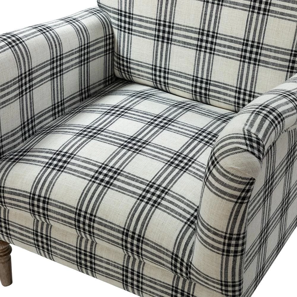 Mandan Black Upholstered Comfy Amchair with Plaid Pattern (Set of 2) by JAYDEN CREATION 5 Mandan Black Upholstered Comfy Amchair with Plaid Pattern (Set of 2) by JAYDEN CREATION - Image 5