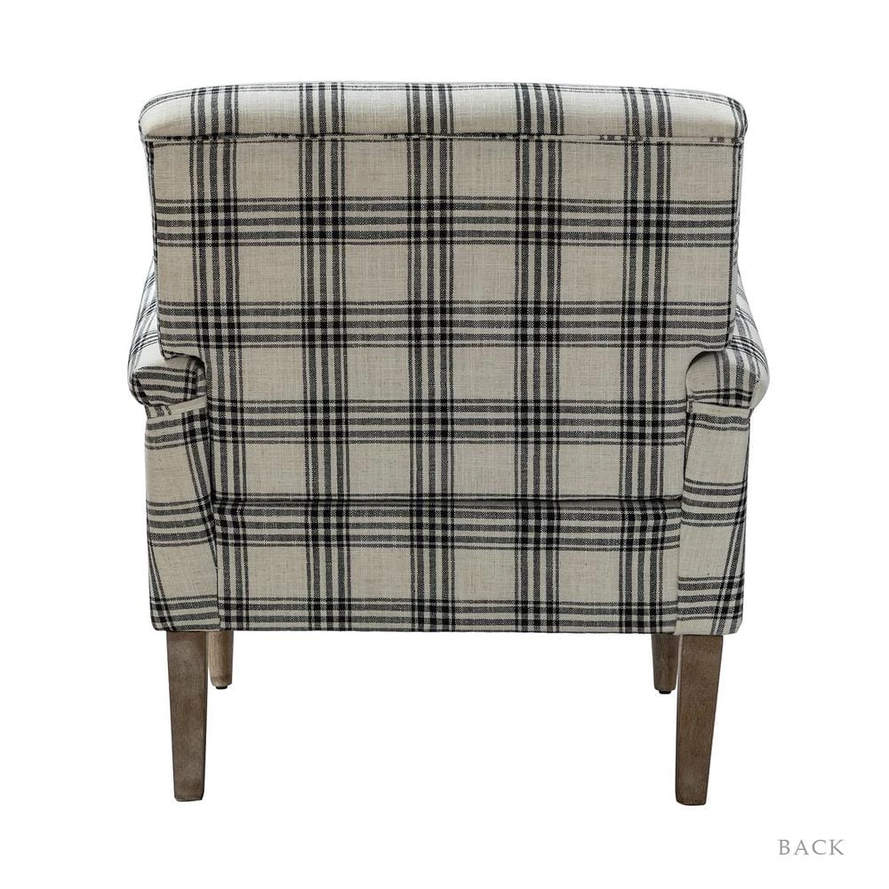 Mandan Black Upholstered Comfy Amchair with Plaid Pattern (Set of 2) by JAYDEN CREATION 3 Mandan Black Upholstered Comfy Amchair with Plaid Pattern (Set of 2) by JAYDEN CREATION - Image 3