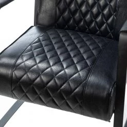 Lachish Lesuire Black Leg Black PU Arm Chair with Tufted Back (Set of 2) by JAYDEN CREATION -JAYDEN CREATION Sales black jayden creation accent chairs hchww0089 black s2 4f 1000