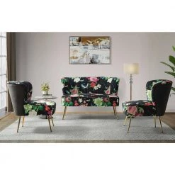 Arezo 47 in. Comfy Black Loveseat with Channel Tufted Back by JAYDEN CREATION -JAYDEN CREATION Sales black jayden creation loveseats sfm0401 black 31 1000