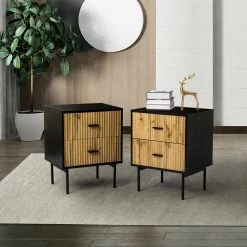 Orena 19.7 in. W x 15.7 in. D x 25.2 in. H 2-Drawer Black Nightstand (Set of 2) by JAYDEN CREATION -JAYDEN CREATION Sales black jayden creation nightstands nsbsd0390 black s2 31 1000