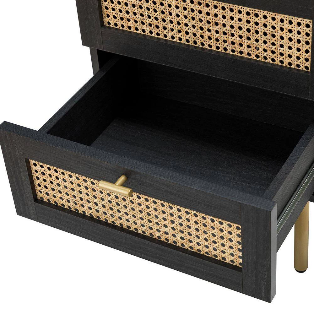 Datang Black 23.5 in. Tall 2-Drawer Nightstand with 2-Drawers by JAYDEN CREATION 5 Datang Black 23.5 in. Tall 2-Drawer Nightstand with 2-Drawers by JAYDEN CREATION - Image 5