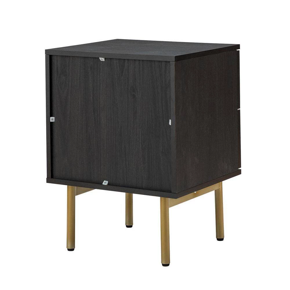 Datang Black 23.5 in. Tall 2-Drawer Nightstand with 2-Drawers by JAYDEN CREATION 4 Datang Black 23.5 in. Tall 2-Drawer Nightstand with 2-Drawers by JAYDEN CREATION - Image 4
