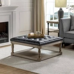 Xanthus 34" Wide Tufted Square Cocktail Black Ottoman with Button-tufted by JAYDEN CREATION 19 Xanthus 34" Wide Tufted Square Cocktail Black Ottoman with Button-tufted by JAYDEN CREATION -JAYDEN CREATION Sales black jayden creation ottomans ots0475 black 31 1000