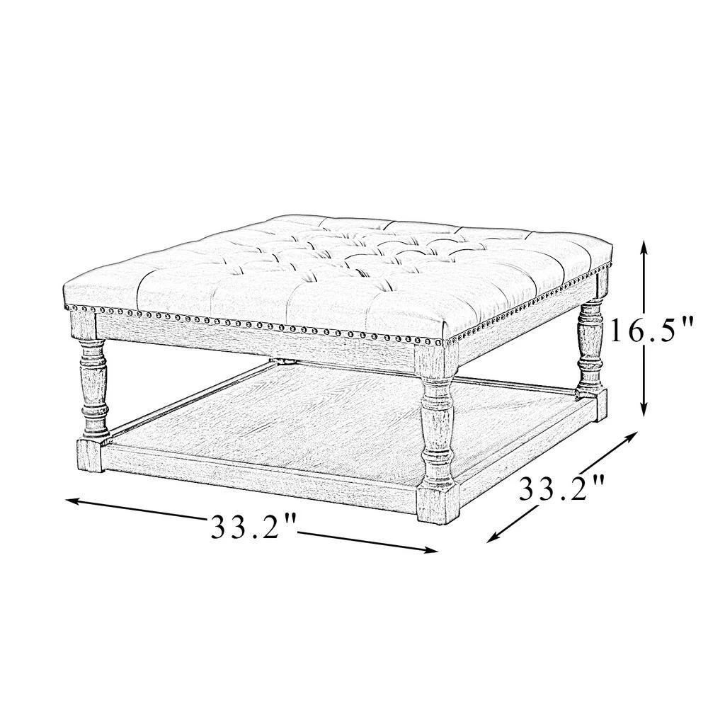 Xanthus 34" Wide Tufted Square Cocktail Black Ottoman with Button-tufted by JAYDEN CREATION 9 Xanthus 34" Wide Tufted Square Cocktail Black Ottoman with Button-tufted by JAYDEN CREATION - Image 9