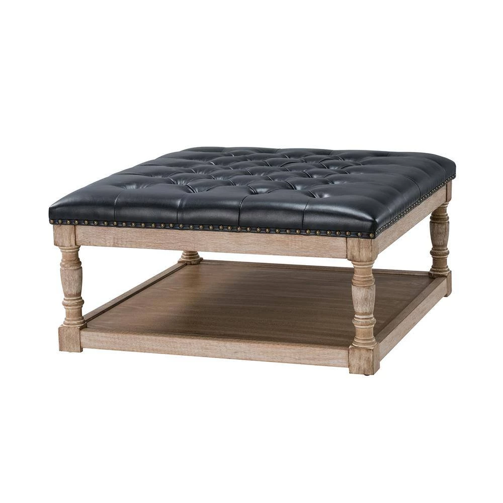 Xanthus 34" Wide Tufted Square Cocktail Black Ottoman with Button-tufted by JAYDEN CREATION 2 Xanthus 34" Wide Tufted Square Cocktail Black Ottoman with Button-tufted by JAYDEN CREATION - Image 2