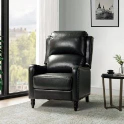Tonle 29.5" Wide Black Genuine Leather Manual Club Recliner by JAYDEN CREATION -JAYDEN CREATION Sales black jayden creation recliners hrcxa0266 black 31 1000