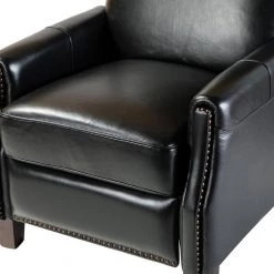 Deborah Black Genuine Cigar Leather Recliner with Tapered Block Feet (Set of 2) by JAYDEN CREATION -JAYDEN CREATION Sales black jayden creation recliners rclb0170 black s2 1f 1000