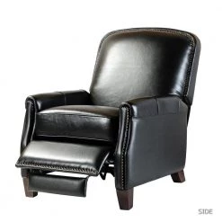 Deborah Black Genuine Cigar Leather Recliner with Tapered Block Feet (Set of 2) by JAYDEN CREATION -JAYDEN CREATION Sales black jayden creation recliners rclb0170 black s2 4f 1000