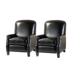 Deborah Black Genuine Cigar Leather Recliner with Tapered Block Feet (Set of 2) by JAYDEN CREATION