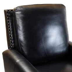 Theresa Comfy Black Genuine Cigar Leather Recliner with Nailhead Trim by JAYDEN CREATION -JAYDEN CREATION Sales black jayden creation recliners rclb0191 black 1f 1000