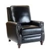 Theresa Comfy Black Genuine Cigar Leather Recliner with Nailhead Trim by JAYDEN CREATION