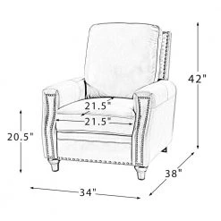 Theresa Comfy Black Genuine Cigar Leather Recliner with Nailhead Trim by JAYDEN CREATION -JAYDEN CREATION Sales black jayden creation recliners rclb0191 black 76 1000