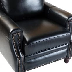Theresa Black Cigar Genuine Cigar Leather Recliner with Nailhead Trim (Set of 2) by JAYDEN CREATION -JAYDEN CREATION Sales black jayden creation recliners rclb0191 black s2 4f 1000