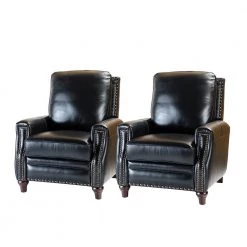 Theresa Black Cigar Genuine Cigar Leather Recliner with Nailhead Trim (Set of 2) by JAYDEN CREATION