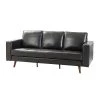Agamemnon 82 in. Black Genuine Leather Straight Sofa with Solid Wood Legs by JAYDEN CREATION