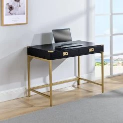 Noelle 42 in. Black Office Writing Desk with Drawers by JAYDEN CREATION 21 Noelle 42 in. Black Office Writing Desk with Drawers by JAYDEN CREATION -JAYDEN CREATION Sales black jayden creation writing desks dkmh0188 black 31 1000