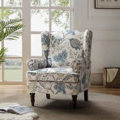 Daunus Blue Armchair with Turned Legs by JAYDEN CREATION -JAYDEN CREATION Sales blue jayden creation accent chairs chhd0420 blue 31 1000