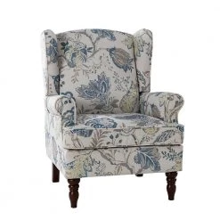 Daunus Blue Armchair with Turned Legs by JAYDEN CREATION