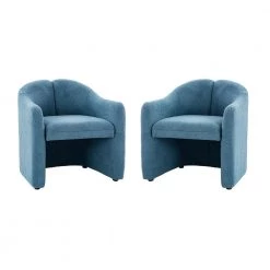 Baudoin Blue Barrel Chair with Polyester Fabric (Set of 2) by JAYDEN CREATION