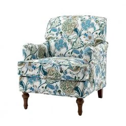 Acoetes Blue Armchair with Turned Legs by JAYDEN CREATION