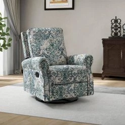 Orlando Blue Manual Swivel Glider Recliner with Swivel Base by JAYDEN CREATION 19 Orlando Blue Manual Swivel Glider Recliner with Swivel Base by JAYDEN CREATION -JAYDEN CREATION Sales blue jayden creation recliners rchd0623 blue 31 1000