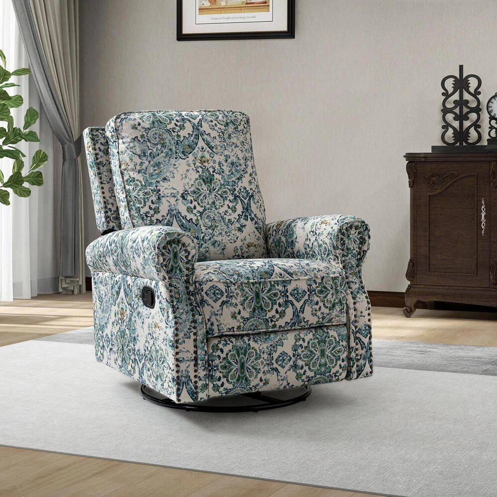 Orlando Blue Manual Swivel Glider Recliner with Swivel Base by JAYDEN CREATION 10 Orlando Blue Manual Swivel Glider Recliner with Swivel Base by JAYDEN CREATION - Image 10