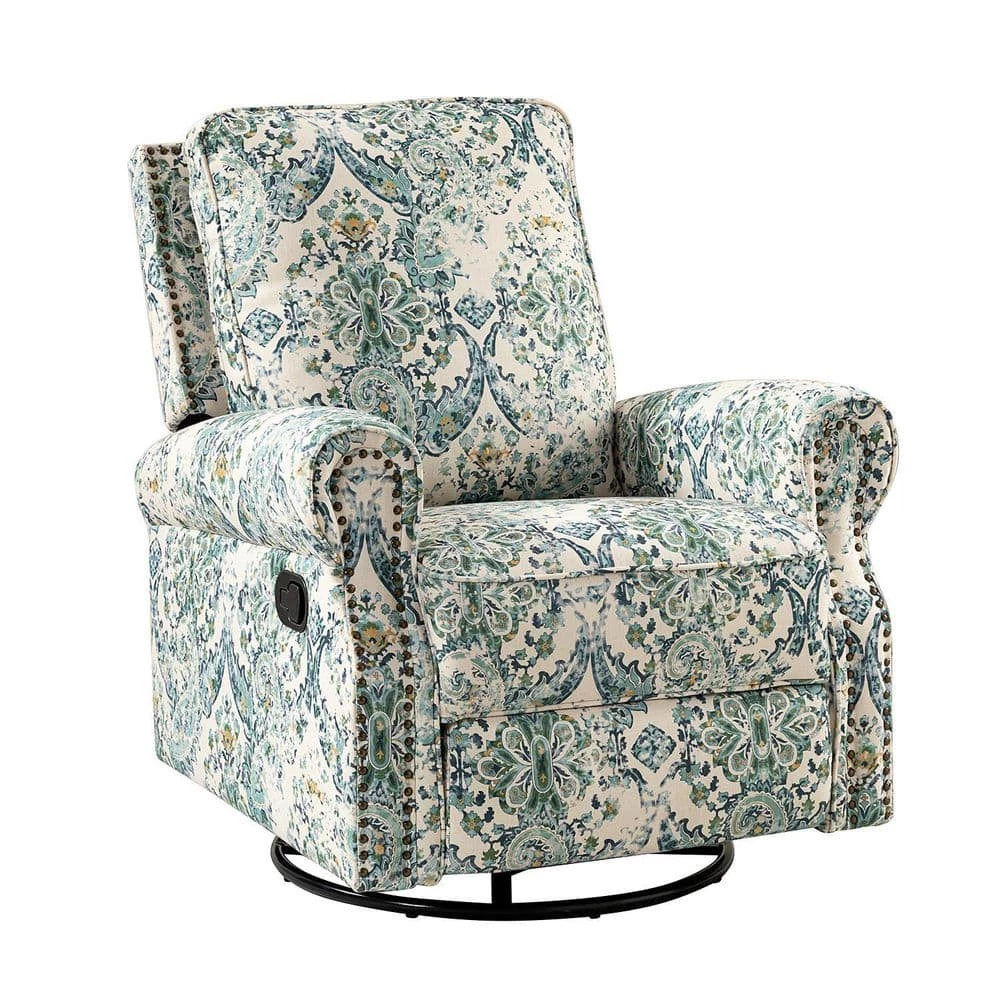 Orlando Blue Manual Swivel Glider Recliner with Swivel Base by JAYDEN CREATION 1 Orlando Blue Manual Swivel Glider Recliner with Swivel Base by JAYDEN CREATION