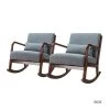 Cecilia Blue Rocking Chair with with a Lumbar Pillow (Set of 2) by JAYDEN CREATION
