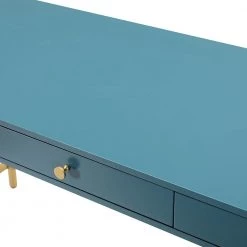 Zulma Blue 64 in. Writing Desk with Golden Base by JAYDEN CREATION -JAYDEN CREATION Sales blue jayden creation writing desks dkhn0066 blue 44 1000