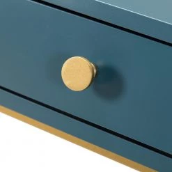 Zulma Blue 64 in. Writing Desk with Golden Base by JAYDEN CREATION -JAYDEN CREATION Sales blue jayden creation writing desks dkhn0066 blue 4f 1000