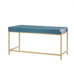 Zulma Blue 64 in. Writing Desk with Golden Base by JAYDEN CREATION -JAYDEN CREATION Sales blue jayden creation writing desks dkhn0066 blue c3 1000