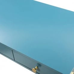 Yakira 47.3 in. Blue Writing Desk with Golden Base by JAYDEN CREATION -JAYDEN CREATION Sales blue jayden creation writing desks dkhn0067 blue 44 1000