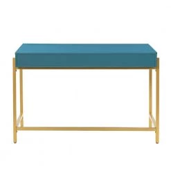 Yakira 47.3 in. Blue Writing Desk with Golden Base by JAYDEN CREATION -JAYDEN CREATION Sales blue jayden creation writing desks dkhn0067 blue 66 1000